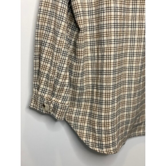 Paper Crane Women's Flannel Shirt Shacket Size Large Neutral Classic h59 - Picture 15 of 15